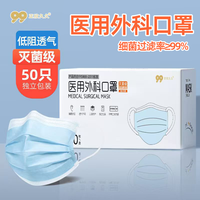 正欣久久 灭菌级医用外科口罩一次性透气防雾霾花粉口罩防晒挡风蓝色