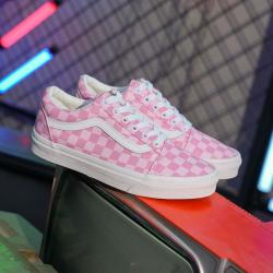 VANS Old Skool 粉白棋盘格帆布鞋