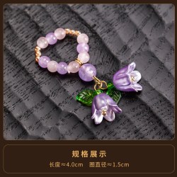 瓷牌茗茶具 瓷牌茗复古壶绳手工串珠绿玉珠配金隔珠福字吊牌壶盖挂绳茶具配件
