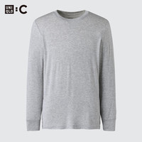 优衣库 男装HEATTECH EXTRA WARM混纺圆领T恤 9分袖 9%羊绒 481441 03 灰色 S