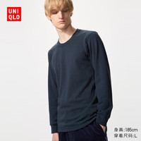 优衣库 男装HEATTECH ULTRA WARM圆领T恤长袖保暖衣秋衣内衣479525 479525/69藏青色 L