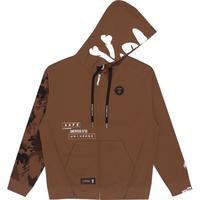Aape 猿颜字母印花迷彩拼接连帽卫衣