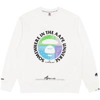 Aape 3883XXJ 猿颜字母印花彩色拼接圆领卫衣 BKX/黑色 S