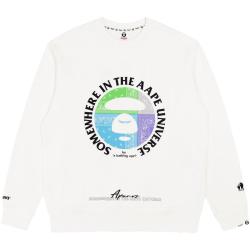 Aape 3883XXJ 猿颜字母印花彩色拼接圆领卫衣 BKX/黑色 S