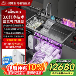 栖川 日本栖川集成水槽洗碗机一体三合一果蔬嵌入式14套洗碗机单独烘干双层上下分层洗XC-09Pro