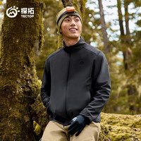 探拓 软壳衣男立领夹克外套秋季户外登山服防风保暖 云墨黑 S