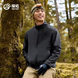 探拓 软壳衣男立领夹克外套秋季户外登山服防风保暖 云墨黑 S