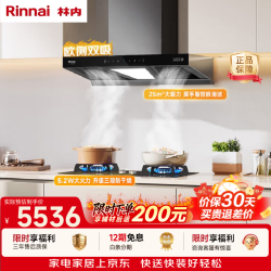 林内 新款欧式顶吸家用油烟机大吸力定时莲花火灶NH01KD+2ERLS1