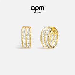 APM Monaco 金黄色Cordage圈形扭纹耳环