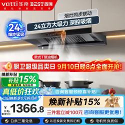 百得 华帝出品欧式T型油烟机套装24m³自清洗挥手智控搭一级能效5.0KW猛火灶ET302J+QE52液化气