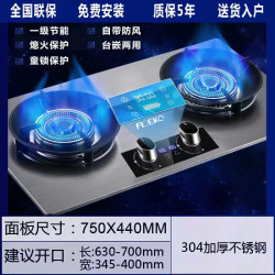 FLOEKO方太太家用燃气灶双灶天然气煤气灶台式双眼炉具嵌入式灶具 双文火定时不锈钢 天然气