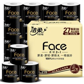 洁柔 卷纸 大号黑Face卷有芯卷筒纸 4层 200g*20卷