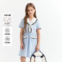 E-LAND KIDS 衣恋童装女童披肩条纹学院风海军水手领结