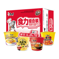 康师傅 方便面老母鸡汤+猪骨汤+红烧+番茄110g*12 泡面整箱速食