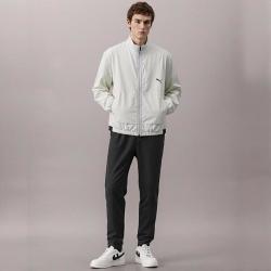 PUMA 纯色立领拉链长袖休闲夹克运动外套 白色 XL