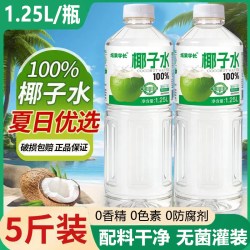 杜得宝 100%椰子水 1.25L*2瓶 大容量整箱0添加剂健康椰汁饮料新日期