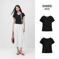 森马 陈都灵丨森马短袖T恤女短款修身正肩收腰2026夏上衣白色体恤百搭