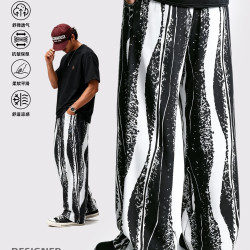 准者 花裤子运动长裤男2026秋季新款冰丝垂感休闲潮流透气直筒裤男