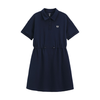Gap 盖璞 logo麦穗刺绣收腰POLO领短袖连衣裙