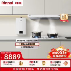 林内 燃气热水器欧式顶吸油烟机白色大吸力定时灶20升恒温12EA(W)+06LT(W)+20GD31