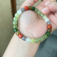 五花八门 天然和田玉 多宝手串 彩色桶珠