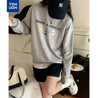 唐狮 女式卫衣 浅麻灰 S