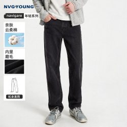 NVG·YOUNG navigare小帆船黑色牛仔裤男宽松直筒裤子