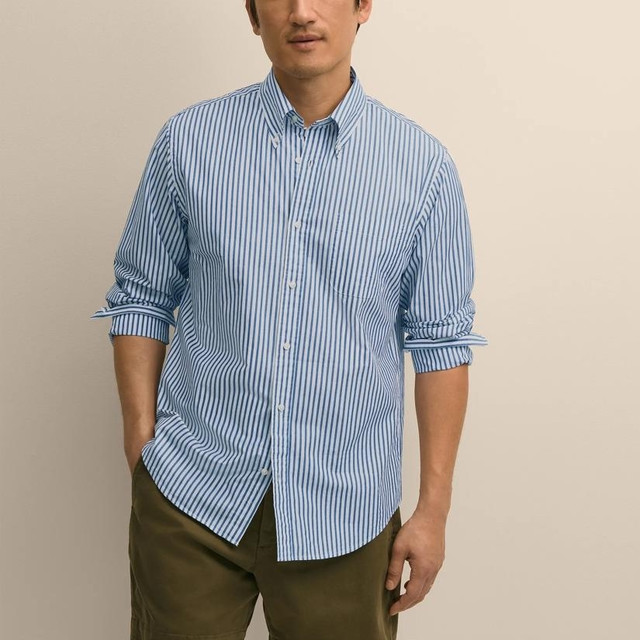 Brooks Brothers 泡泡纱 butcher 条纹 男士衬衫