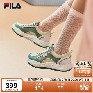 FILA 曲奇鞋丨帆布鞋26夏季女鞋透气网面厚底增高滑板休闲板鞋