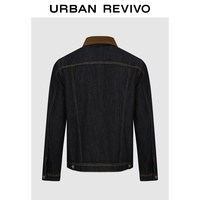 URBAN REVIVO UMF860008 莱赛尔做旧翻领牛仔外套 藏青 XS