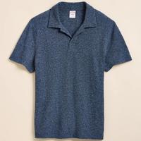 Cotton-Linen Pique Johnny Collar Shirt