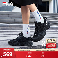 FILA 猫爪5代女复古运动鞋杨幂同款2024春新鞋休闲鞋老爹鞋 黑-BK 37.5
