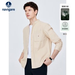 navigare 意大利小帆船卡其色工装衬衫男长袖衬衣外套