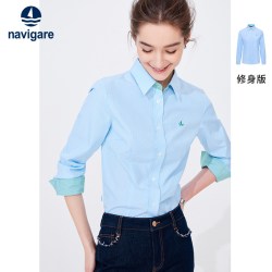 navigare 意大利小帆船条纹长袖衬衫女衬衣
