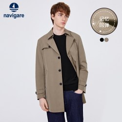 navigare [抗皱]Navigare意大利小帆船卡其色风衣外套男中长款大衣
