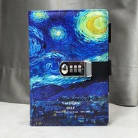 铁文章 日记本带锁可爱个性创意简约笔记本子文艺精致记事手账本指纹中小学生本子韩国小清新少女心小学生手帐密码本