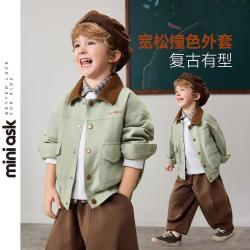 ASK junior 儿童外套2026秋季小童翻领学院风夹克男童撞色上衣