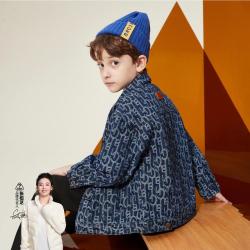 ASK junior 男童外套2026秋季新品儿童字母满印牛仔夹克青少年休闲外套