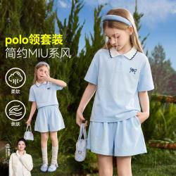 ASK junior 26夏季中大童短袖T恤女童阔腿短裤两件套