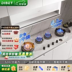 Dibet 迪钡特F4隐藏式升降油烟机抽烟机小黑镜排油烟机顶侧双吸32m³大吸力吸烟机全嵌入式烟灶联动