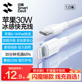 闪魔 PD30W/20W快充 苹果数据线  Lightning Type-C 2.4A PVC 30W