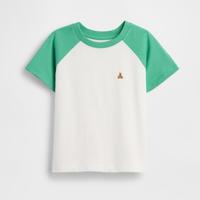 盖璞 Gap男幼童小童2026春款纯棉小熊插肩袖短袖T恤儿童装美版877786