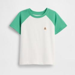Gap 男幼童小童2026春款纯棉小熊插肩袖短袖T恤儿童装美版877786