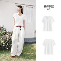 移动端：森马 V领正肩吸湿速干抑菌女士T恤