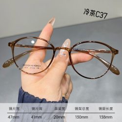 蔡司 镜片超轻TR眼镜框素颜防蓝光近视眼镜女款小框冷茶色镜架6818