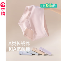 芬腾 女士A类抗菌中腰三角裤 奶油黄淡紫水蓝肤粉淡绿 XL 5条装