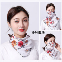 秋季防晒口罩女护颈面纱防紫外线围脖薄款雪纺透气挂耳丝巾夏冬季