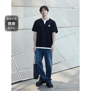 GXG 微廓肌理假两件短袖T恤