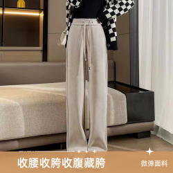 显瘦柔软时尚窄版直筒裤秋冬季休闲女裤高腰垂感加厚直筒休闲裤