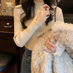 百搭显瘦针织衫女装女款爆款黑色2026新款薄款打底衫洋气上衣806